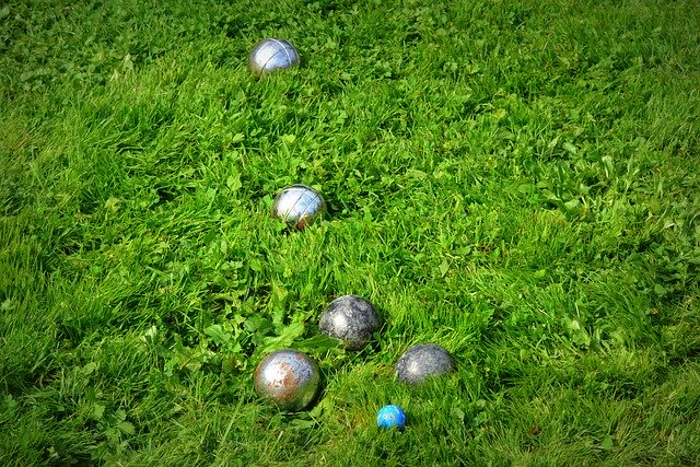 Petanque Balls on Lawn